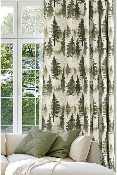 CANİLA Black Slit Proof Background Curtain - Abstract Pattern and Digital Printed 1St Quality Decorative Curtain