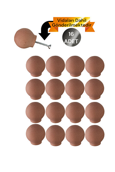 Vera Hediyelik Eşya 16 Adet Küre Ahşap Kulp Lüks Country Mutfak Mobilya Dolap...