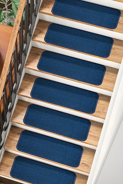 Stepmat Pack of 16 Dark Blue Square Curl Economical Step and Stair Mat