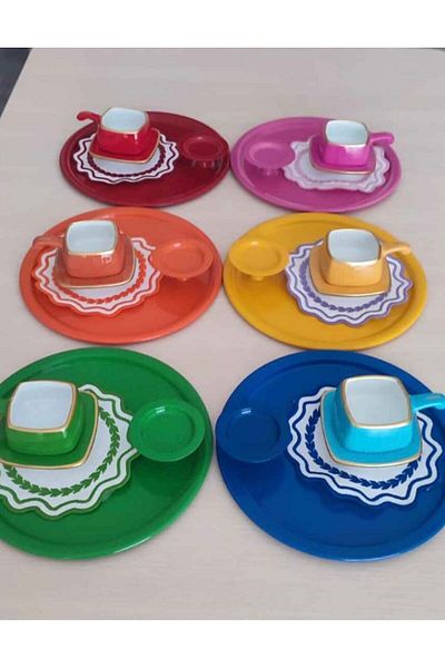 Elzem 6 PCS COLORFUL PRESENTATION TABLE AND PASTA YELLOW GREEN BLUE ORANGE PINK RED