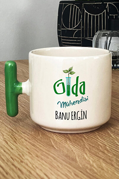 Hedizu Kişiye Özel Gıda Mühendisi Kupa Bardak T Kulplu Yeşil Mühendisler Günü Hediyesi