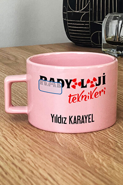 Hedizu Kişiye Özel Radyoloji Teknikeri Pastel Fincan Pembe İsme Özel Tıp Bayr...