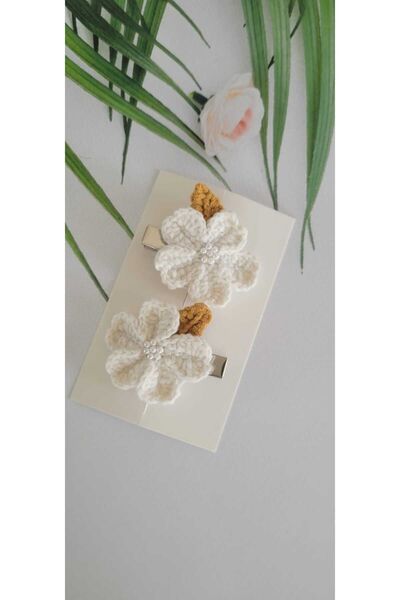 Kadın Girişimciler Atölyesi Set de 2 catarame cu cleme de mac alb