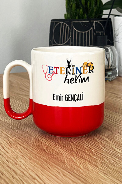Hedizu Kişiye Özel Veteriner Hekim Pro Kupa Bardak Kırmızı İsme Özel Tıp Bayr...