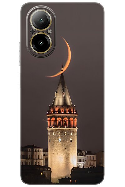 realme 12 Lite (RMX3890)  Kılıf Desen Baskılı Silikon Galata Kulesi STK:673 H...