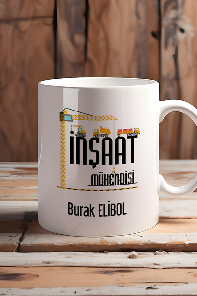 Hedizu Kişiye Özel İnşaat Mühendisi Kupa Bardak Beyaz Mühendisler Günü Hediyesi