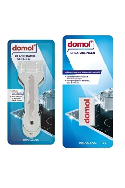 DOMOL Cam Rosalt Ve Seramik Yüzey Temizleme Spatulası Ve Yedek Başlık Seti