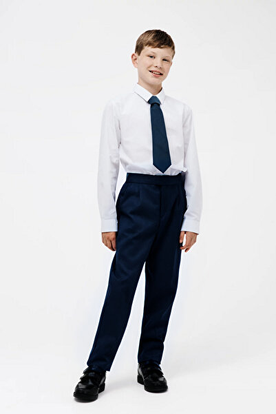 YAKAMEL Boy's Premium Navy Blue School Pants - High Waist, Flexible and Lycra