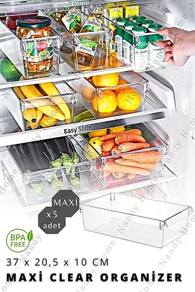 BOZHOUSE 3 Tall Maxi Refrigerator - Clear Cabinet Organizer