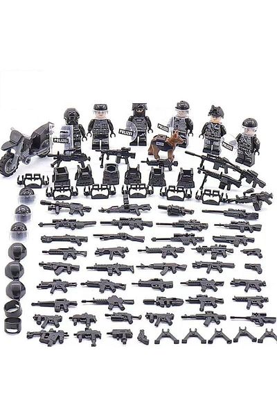 marimari 6-Piece Swat Police Set with Motor and All Accessories in the Dog Image Included
