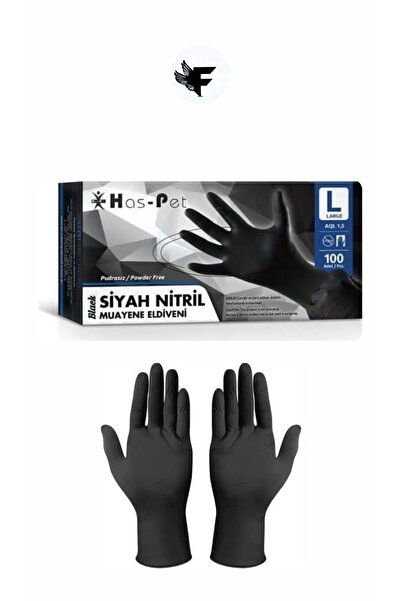 FİGANLAR kalın Siyah Pudrasız Nitril Gıda Muayene Eldiven 100 Adet - (( L )) Large Beden ( L Bedendir )