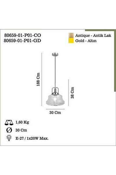 LUCEA ZAHA ANTIK TEKLI 1XE27