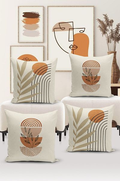 Bertille Home Minimalist Series Double Sided Digital Printed 4-Piece Throw Pillow Case Set (Minimalist Cover Set)
