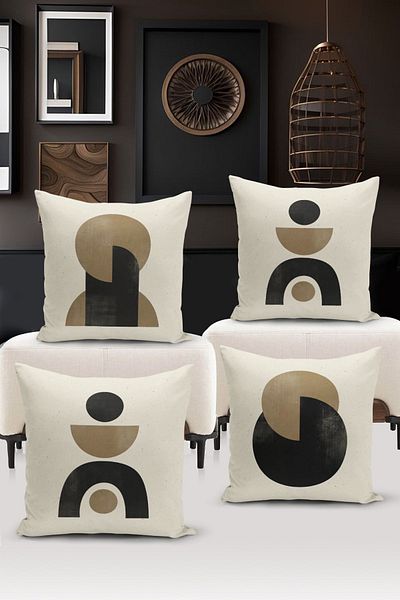 Bertille Home Μινιμαλιστική Σειρά Διπλής Όψης Ψηφιακά Εκτυπωμένη Σετ Μαξιλαροθήκης 4 τεμαχίων (Μινιμαλιστικό Σετ Κάλυμμα)
