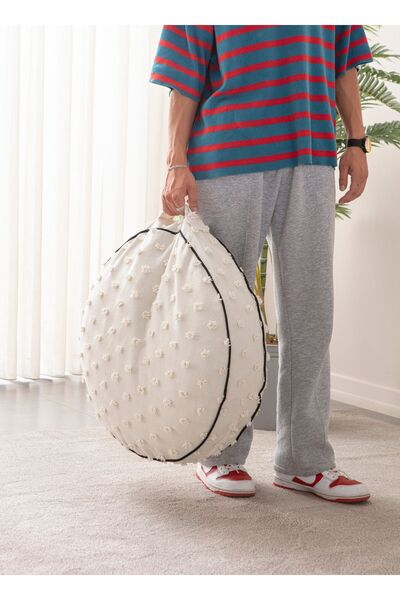 Ottoson Çok Amaçlı Puantiyeli Keten Yer Bahçe Minderi Fermuarlı Iç Dolgulu Yı...