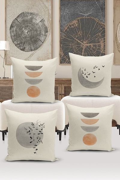 Bertille Home Μινιμαλιστική Σειρά - Σετ 4 Καλύμματα Μαξιλαριού Ριχτάρι με Ψηφιακή Εκτύπωση