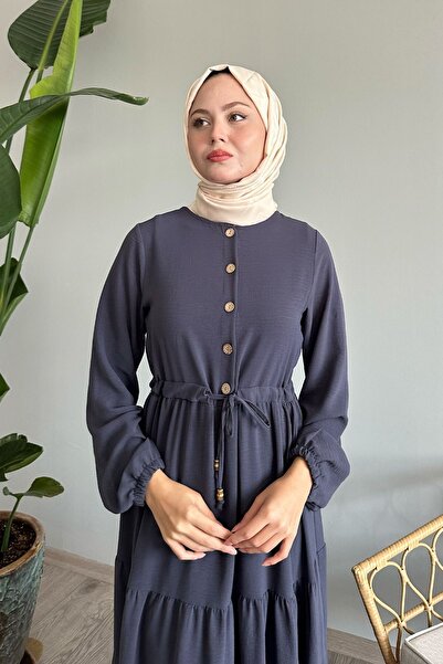 InStyle Ayrobin Dark Gray Pamela Buttoned Dress