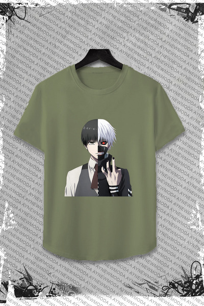 aynewmoda Set de tricou și pantaloni scurți Tokyo Ghoul Anime Kaneki Ken - Oversize, imprimat
