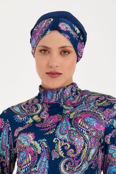 MEBA Γυναικείο μαγιό Hijab με μπλε ναυτικό σχέδιο Lycra Full Covered