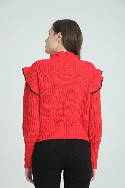 İLKCET MODA Ruffle Costalgia Sweater - With Tie Detail