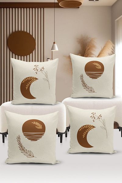 Bertille Home Μινιμαλιστική Σειρά Διπλής Όψης Ψηφιακά Εκτυπωμένη Σετ Μαξιλαροθήκης 4 τεμαχίων (Μινιμαλιστικό Σετ Κάλυμμα)