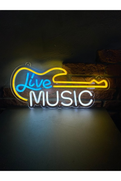 Neonite 'LIVE MUSIC' Işıklı Neon Led Dekoratif Duvar Yazısı Tabelası (48X22CM)