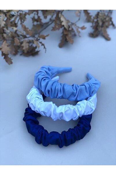 KİKİYS طقم تاج نسائي من القطن باللون الأزرق والأبيض مكون من 3 قطع