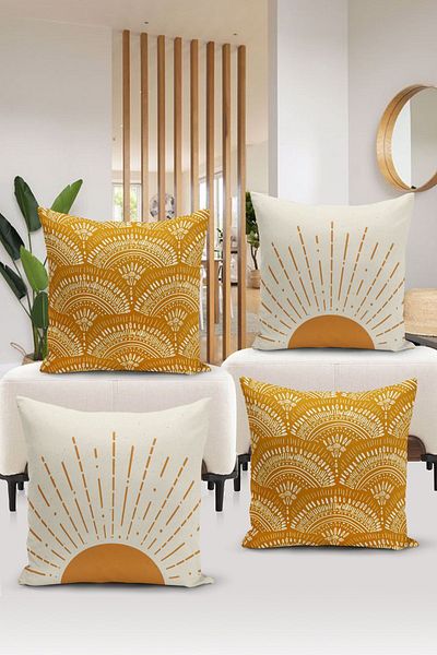 Bertille Home Seria minimalistă - Set de 4 huse de pernă imprimate digital