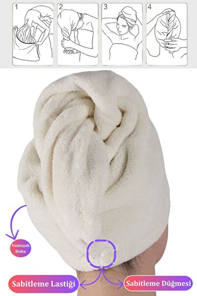 vosvera Πετσέτα θαλάσσης - Καπάκι στεγνώματος μαλλιών με κουμπιά