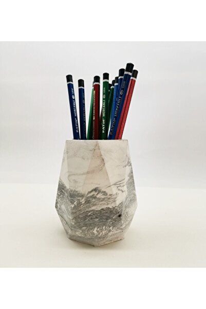 YAPRAK Marble Look Pen Holder Concrete