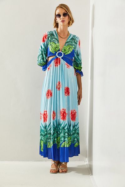 Bianco Lucci Rochie plisată de damă cu decolteu în V - Detaliu fereastră 22254 60251497