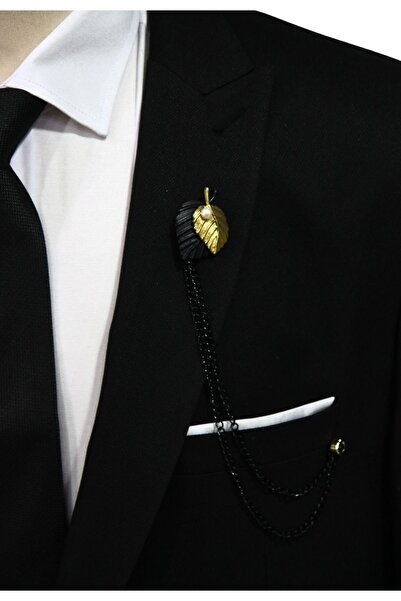 Elegante Cravatte Yaprak Figürlü Premium Model Ceket Yaka İğnesi