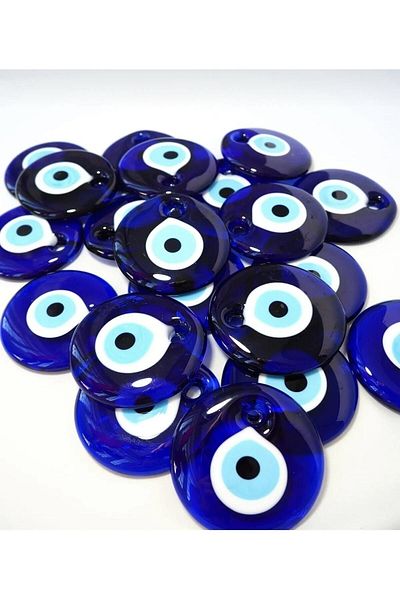KARDEŞLER BONCUK HEDİYELİK EŞYA 10 Pieces of Glass Evil Eye Beads with 7.5 cm Holes - Tree Decoration Decorative Evil Eye, 5m Jut Rope