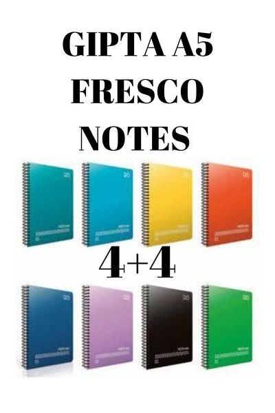 Gıpta (a5) 72 de coli de fresco 4 carouri + 4 linii caiet cu spirală cu capac din plastic