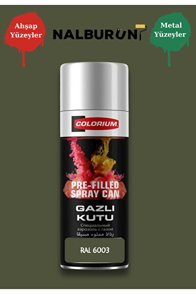 Colorium K7 Ral Renkleri 400 Ml Özel Doldurulmuş Selülozik Parlak Sprey Boya Ral 6003 Zeytin Yeşili