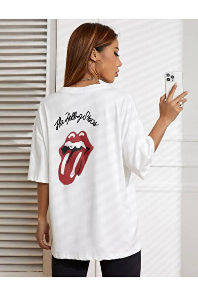 khufu Μπλουζάκι Unisex WHITE Oversize Trend - Lip Printed