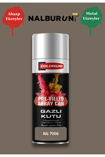 Colorium K7 Ral Renkleri 400 Ml Özel Doldurulmuş Selülozik Mat Sprey Boya Ral 7006 Bej Gri