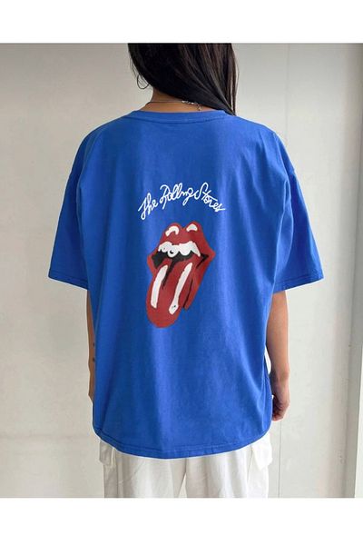 khufu Унисекс тениска с щампа за устни Oversize BLUE