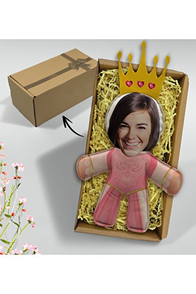 Bk Gift Hediye Kutusunda Kişiye Özel Fotoğraflı Kraliçe Bebek Yastık, Arkadaşa Hediye, Sevgiliye Hed