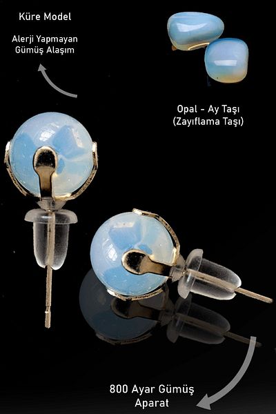 Tesbih Atölyesi Opal Stone Point - Certified Real Natural Stone Earrings