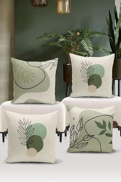Bertille Home Minimalist Series Double Sided Digital Printed 4-Piece Throw Pillow Case Set (Minimalist Cover Set)