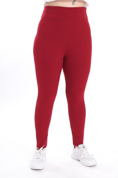 Wotto Women's Claret Red Ribbed Large Size Tights