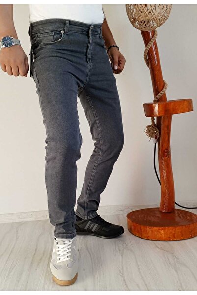 KOT GALERİA Ανδρικό γκρι ίσιο Slim Fit Lycra ίσιο τζιν παντελόνι Ανδρικό τζιν...