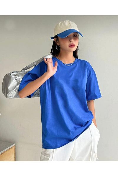 khufu Унисекс тениска с щампа за устни Oversize BLUE