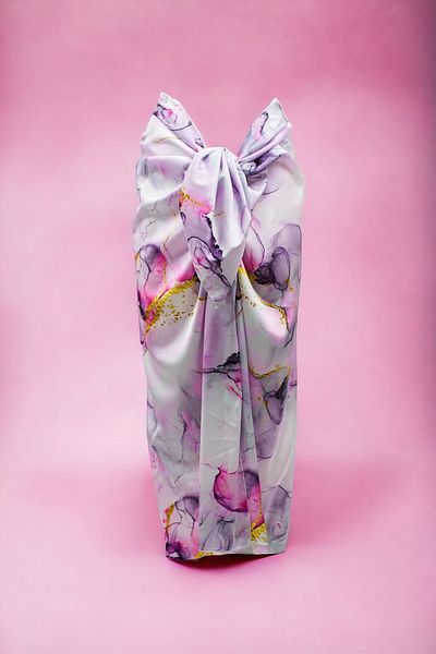 pistore New Season - Lilac Smoke Pattern Satin Women's LongPareoBeach Dress
