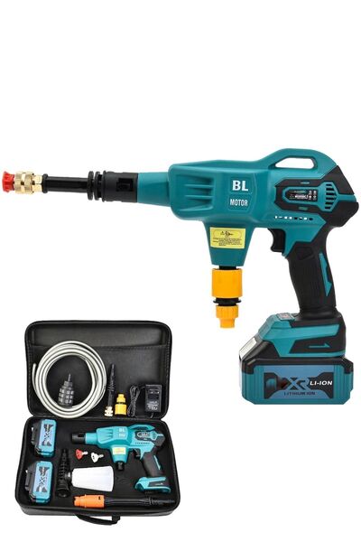 Germany Steel ALMAN 598 Vf 100 Bar Kömürsüz Şarjlı Oto Yıkama Makinesi Çift Akülü Bahçe Yıkama Makinasi