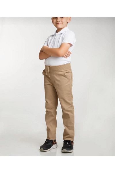 YHE STORE Ribbed Waist Unisex Children's School Pants