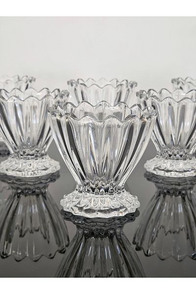 atabey home collection 6 Piece Glass Small Footed Bowl - Snack Bowl and Turkish Delight Bowl Set