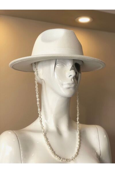 DESS DESIGN Oıta Whıte Panama Hat (incili Panama Şapka )