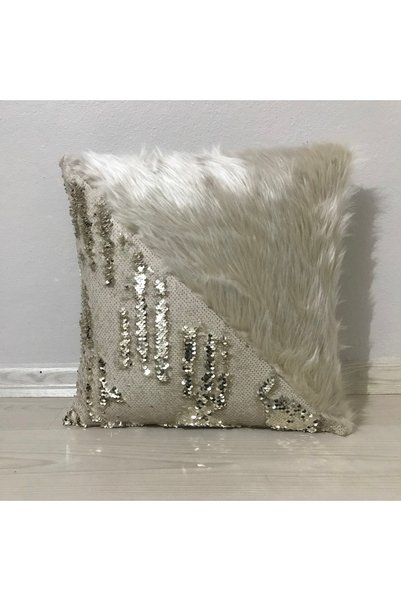 YILMAZHOME Husă de pernă triunghiulară de pluș cu paiete